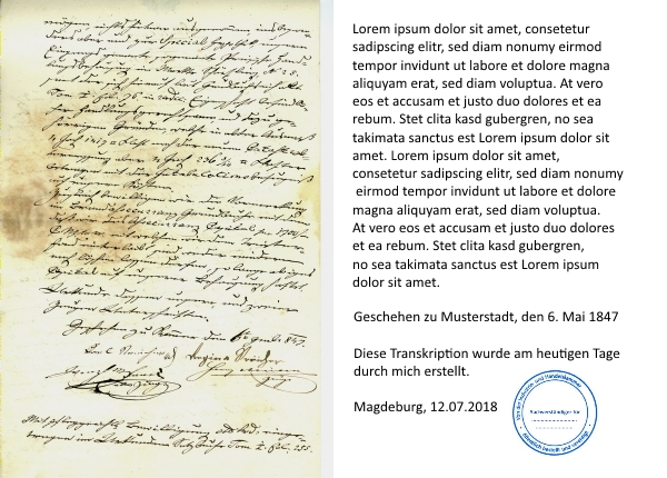 Abschrift Auszug Vertrag 1847.